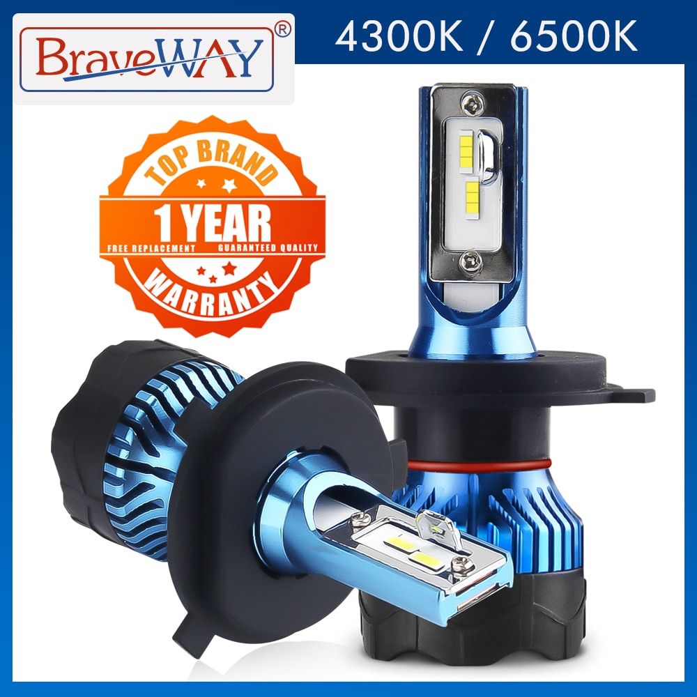 BraveWay 3000K 4300K 6000K H4 LED faro per lampade auto H4 LED